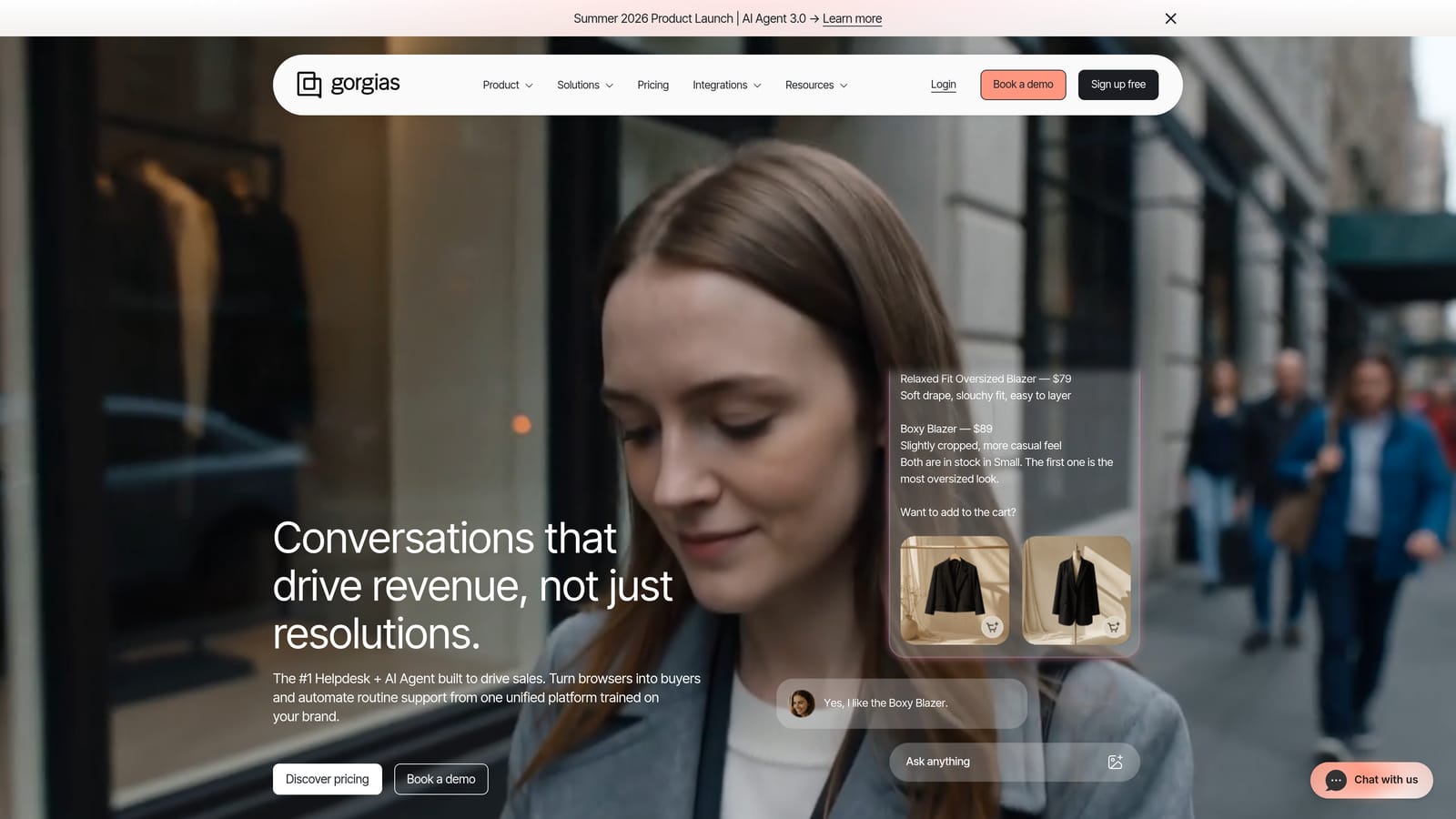 Screenshot of Gorgias website