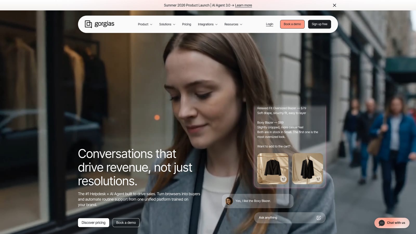 Screenshot of Gorgias website