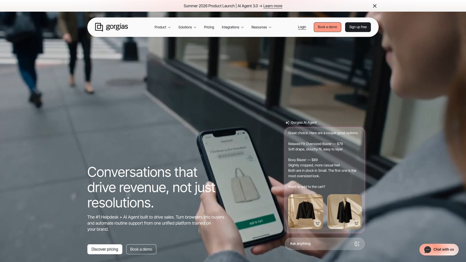 Screenshot of Gorgias website
