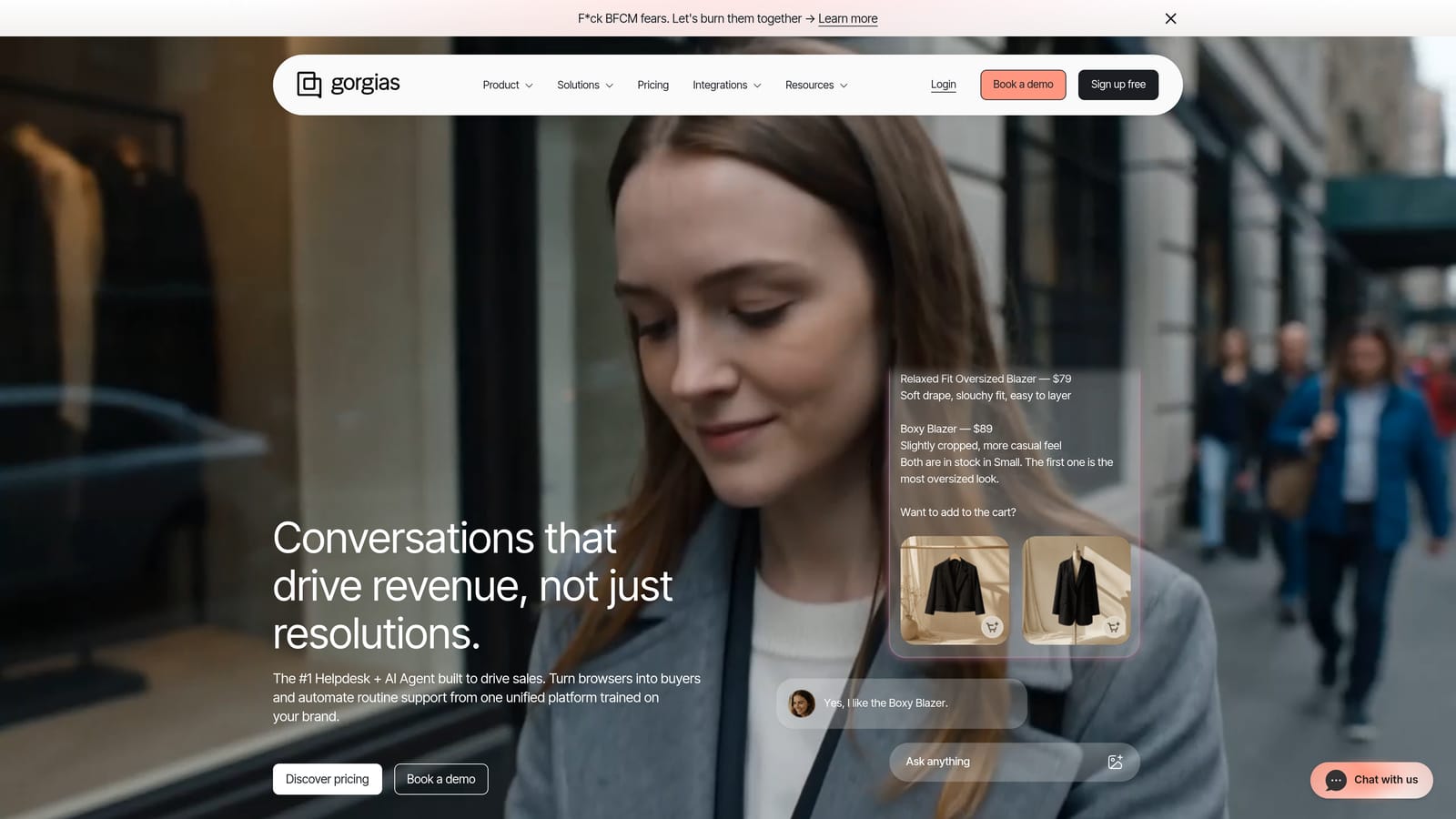 Screenshot of Gorgias website