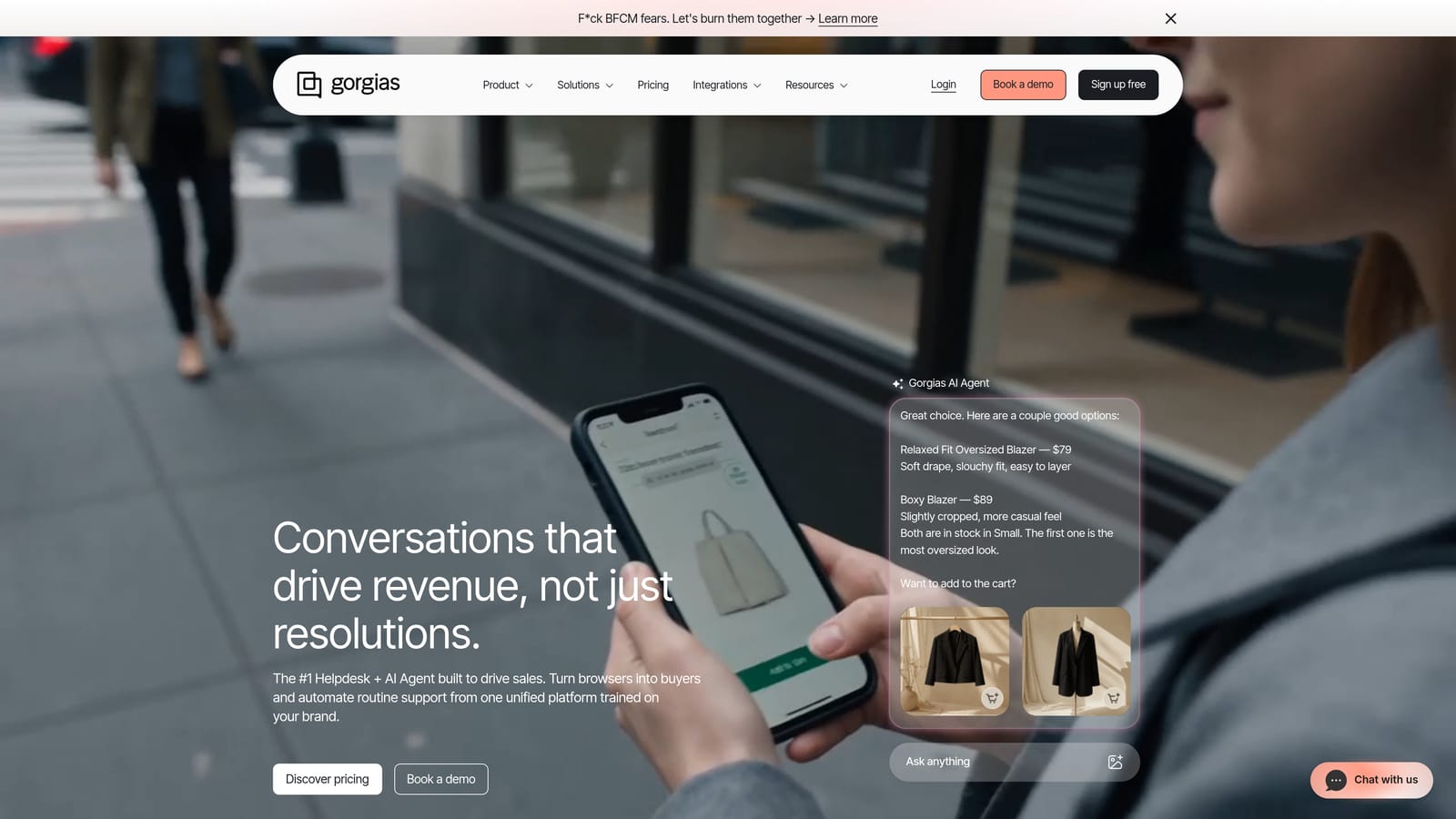 Screenshot of Gorgias website
