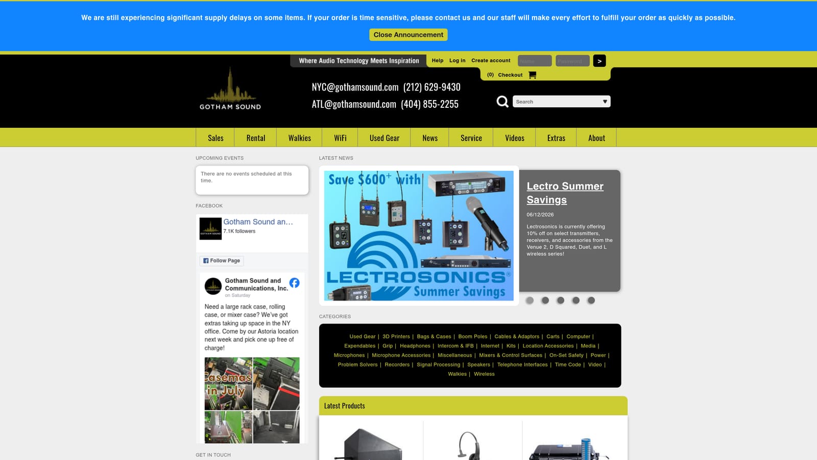 Screenshot of Gotham Sound website