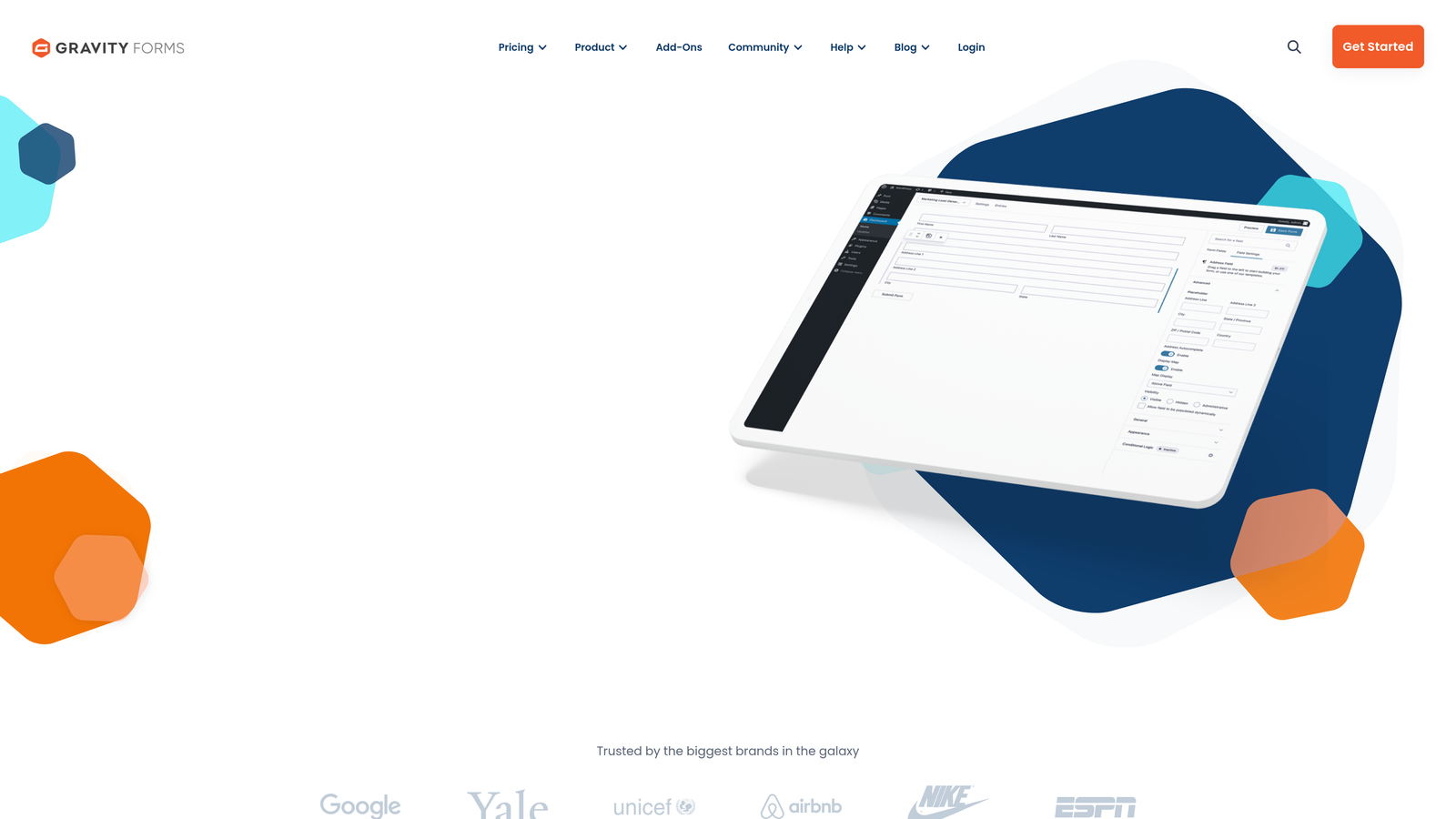 Screenshot of Gravity Forms website