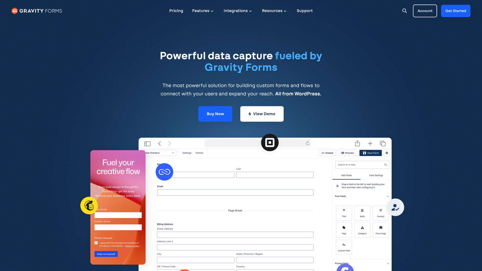 Screenshot of Gravity Forms website