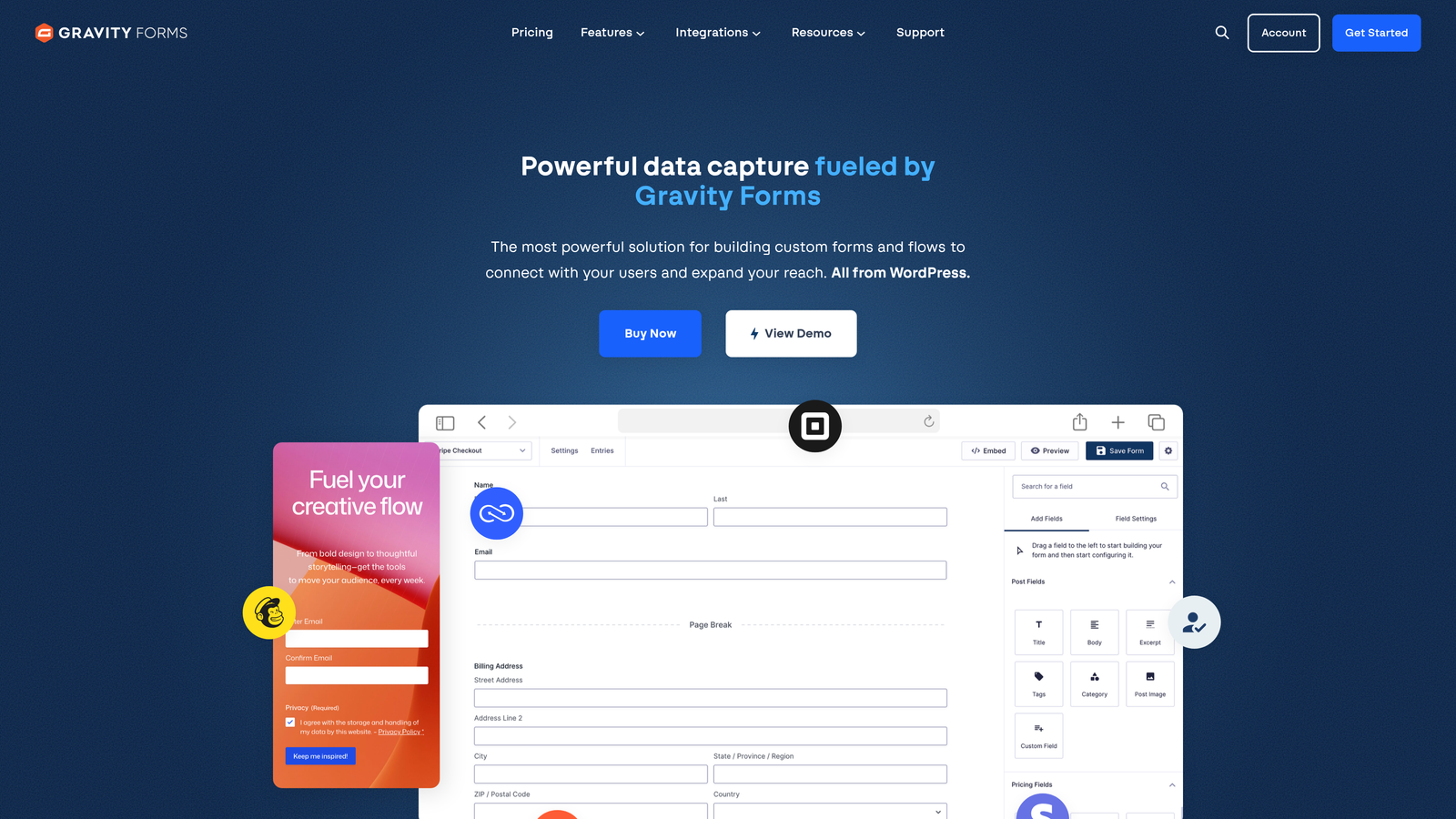 Screenshot of Gravity Forms website