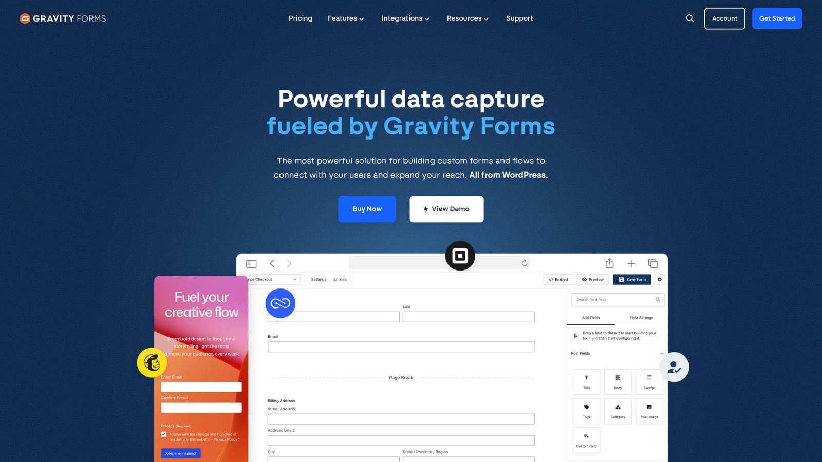 Screenshot of Gravity Forms website