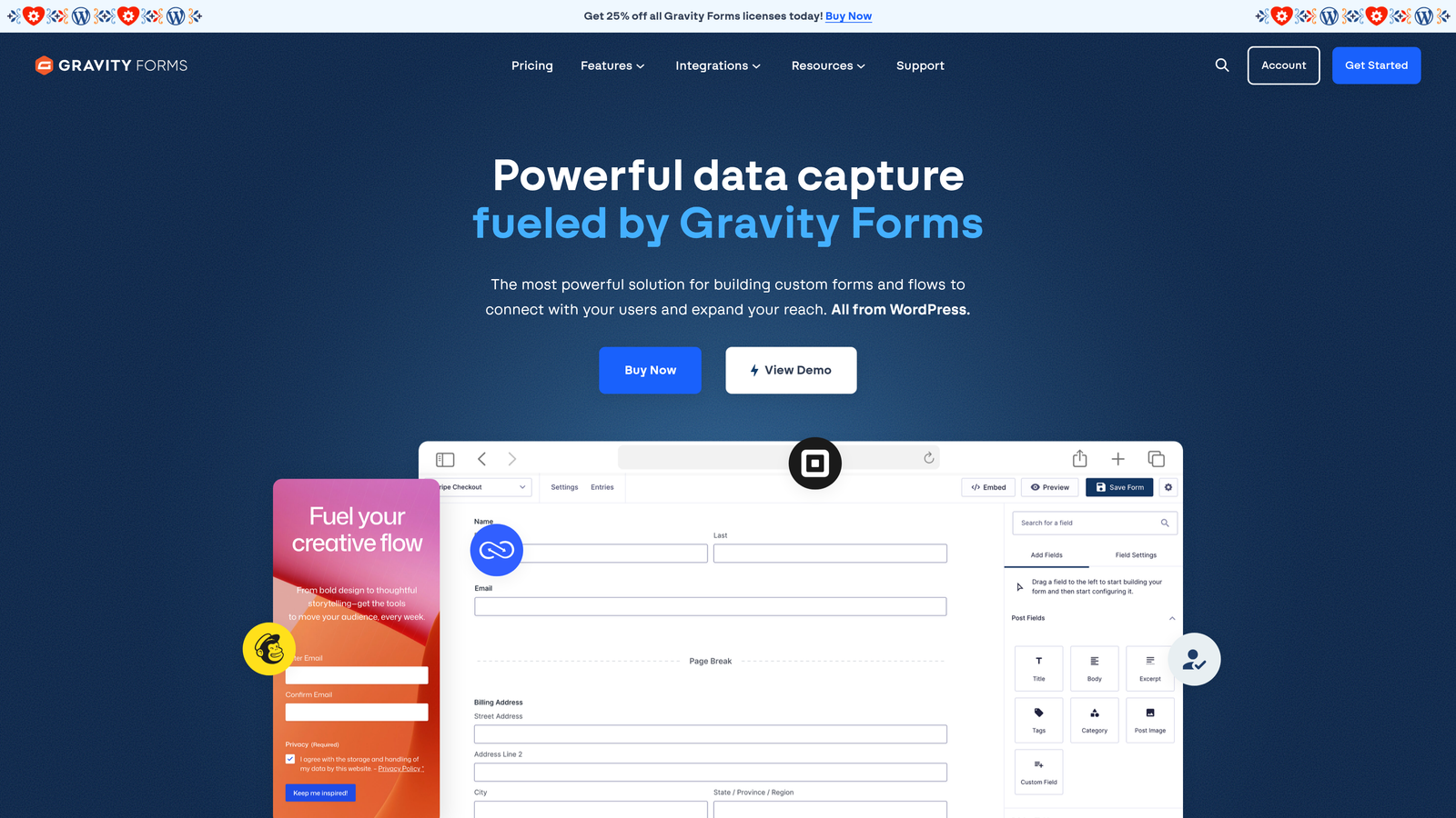 Screenshot of Gravity Forms website