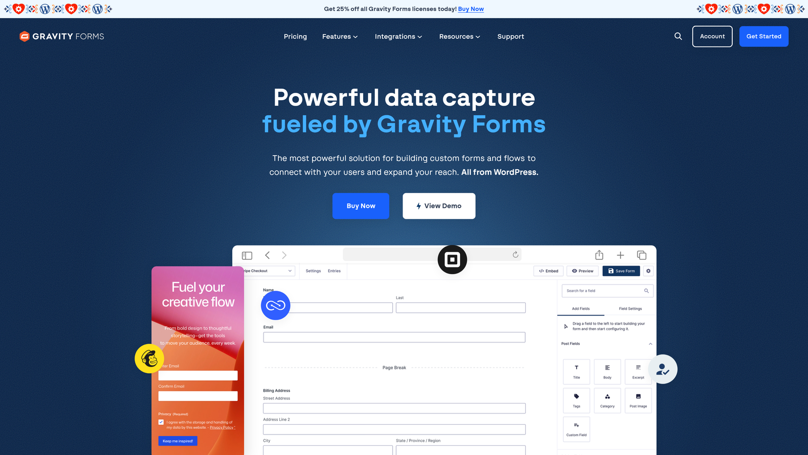 Screenshot of Gravity Forms website