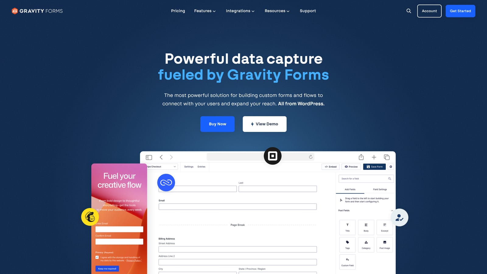 Screenshot of Gravity Forms website