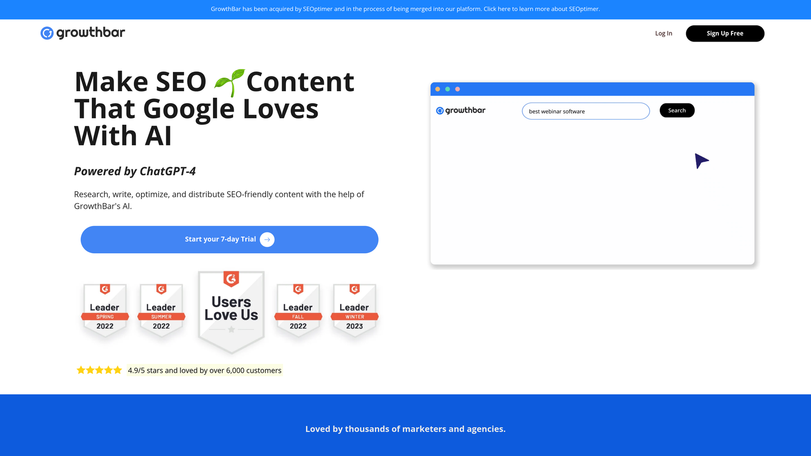 Screenshot of GrowthBar website