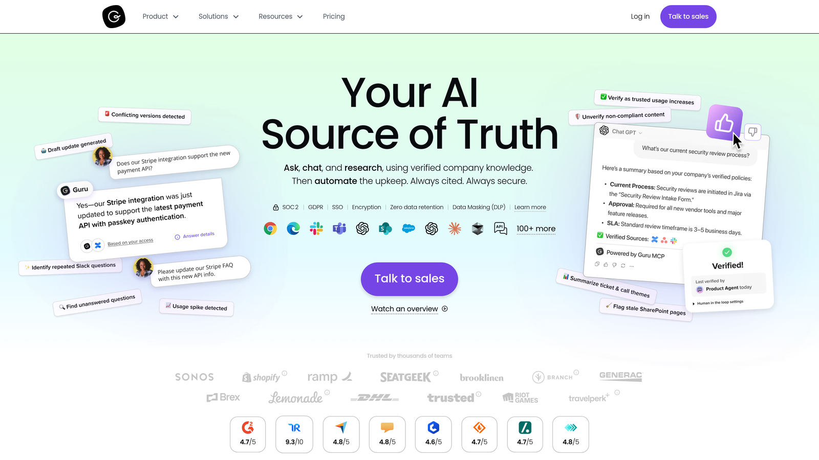 Screenshot of Guru website