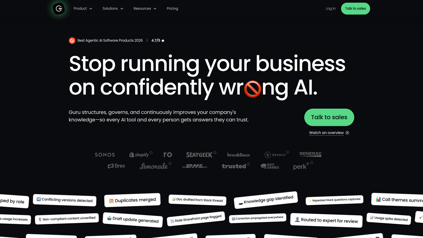 Screenshot of Guru website