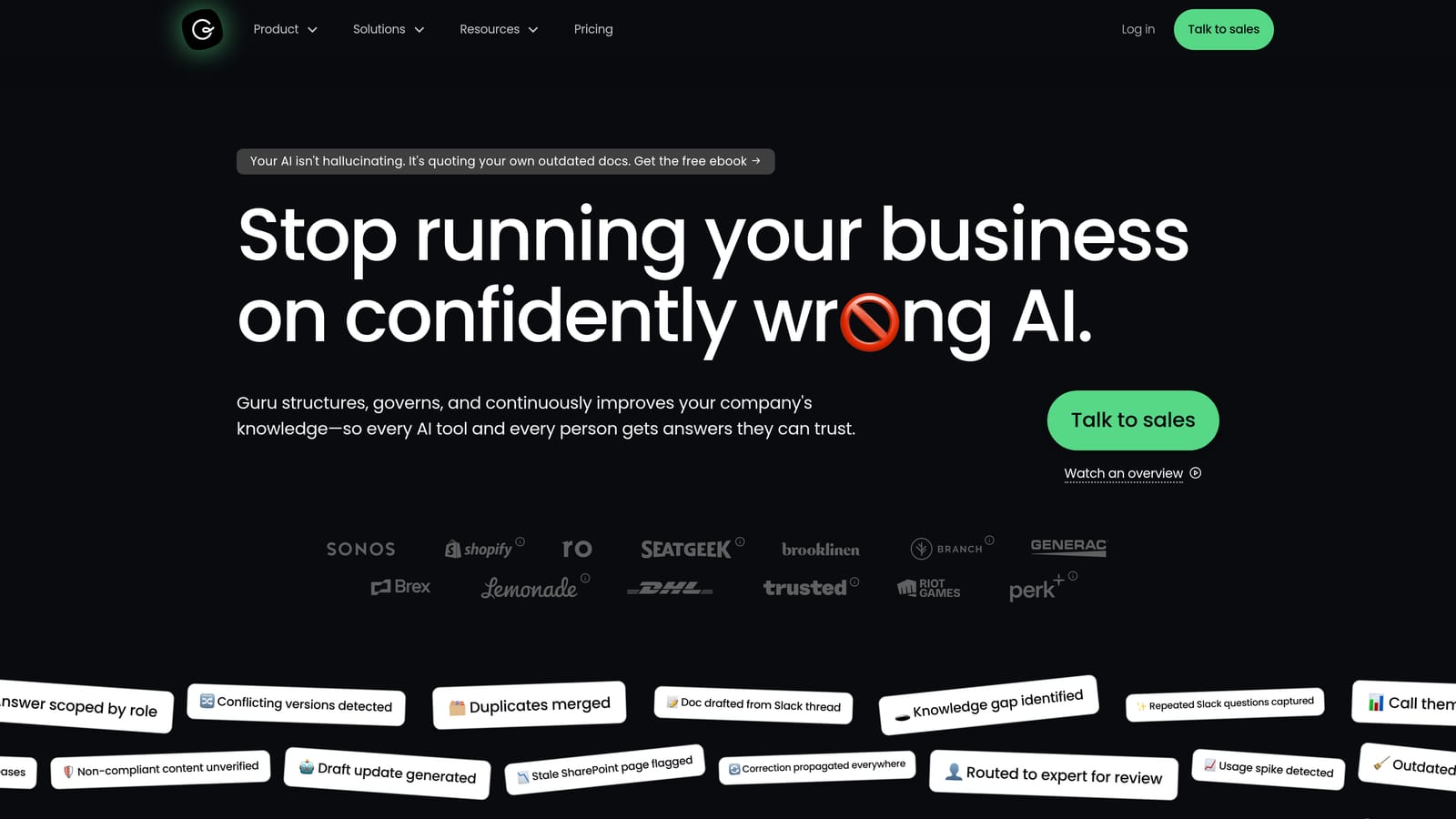 Screenshot of Guru website