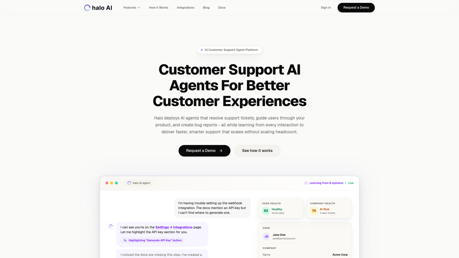 Screenshot of Halo AI website