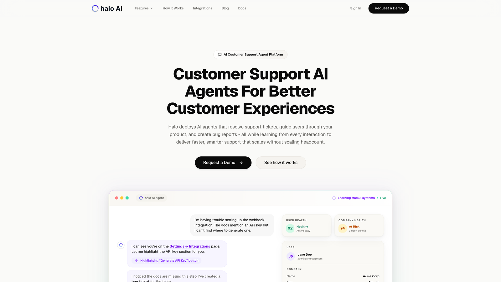 Screenshot of Halo AI website