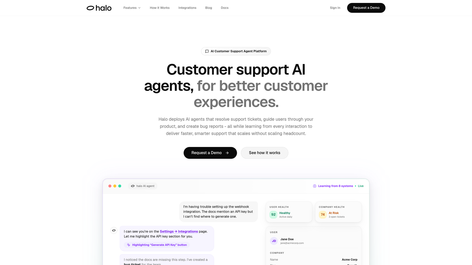 Screenshot of Halo AI website