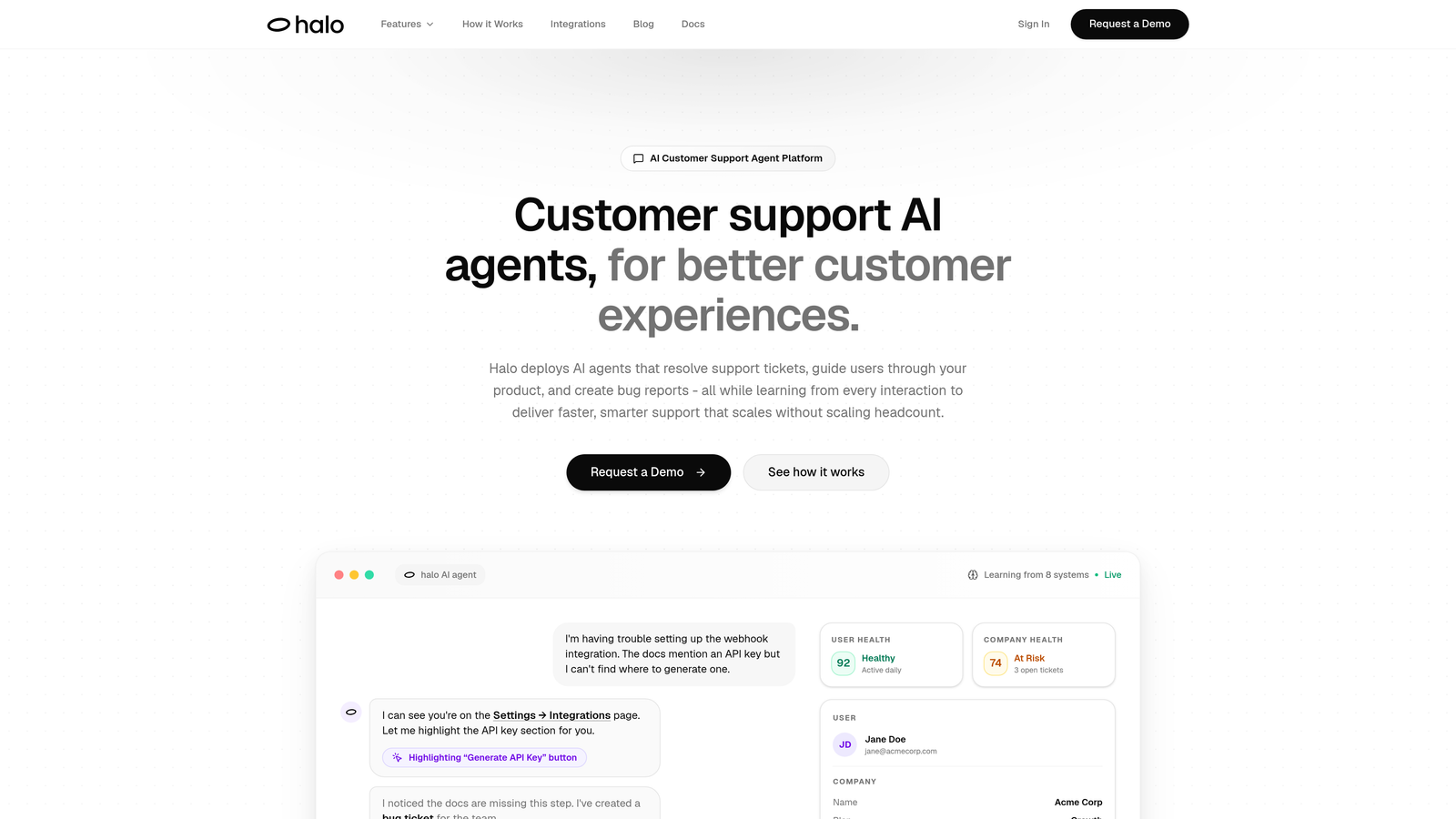 Screenshot of Halo AI website