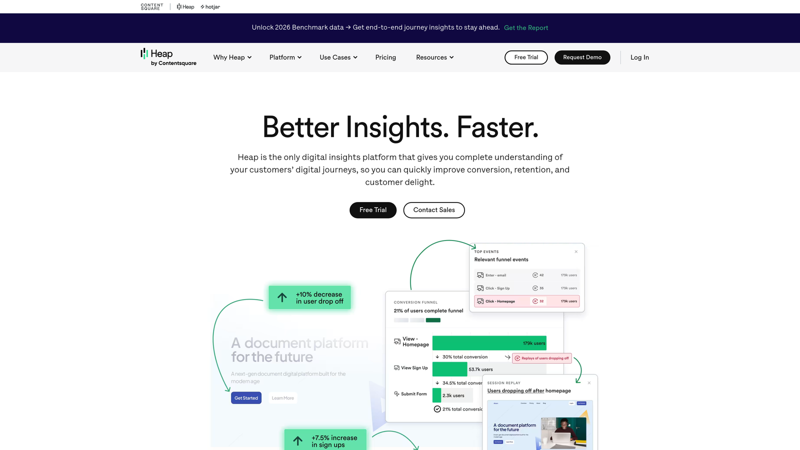 Screenshot of Heap website