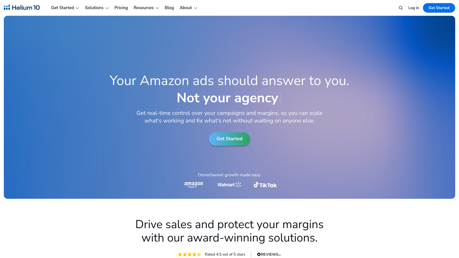 Screenshot of Helium 10 website