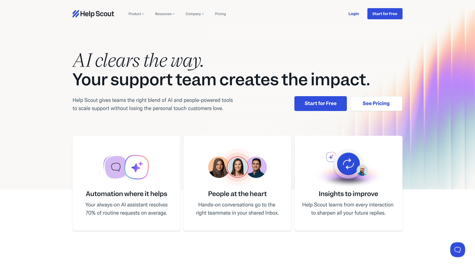 Screenshot of Help Scout website