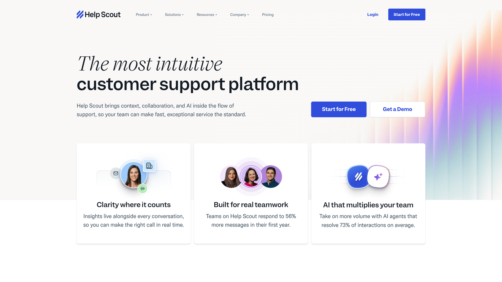 Screenshot of Help Scout website