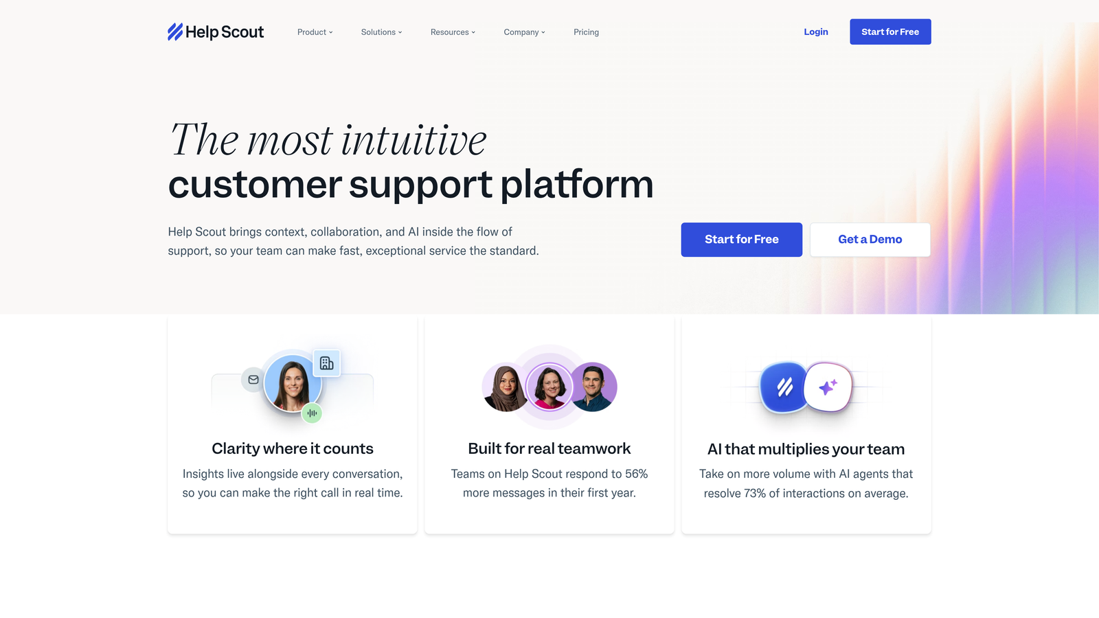 Screenshot of Help Scout website