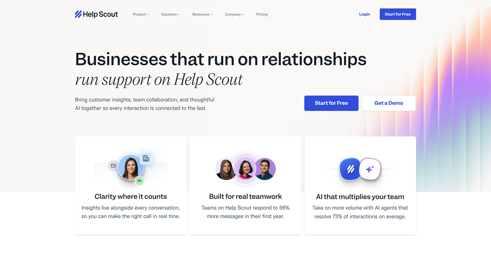 Screenshot of Help Scout website