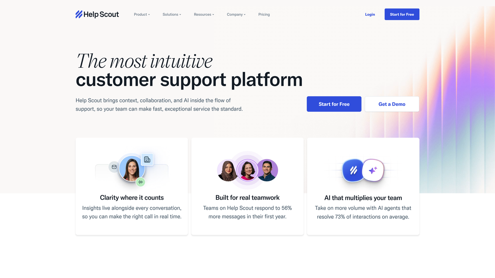 Screenshot of Help Scout website