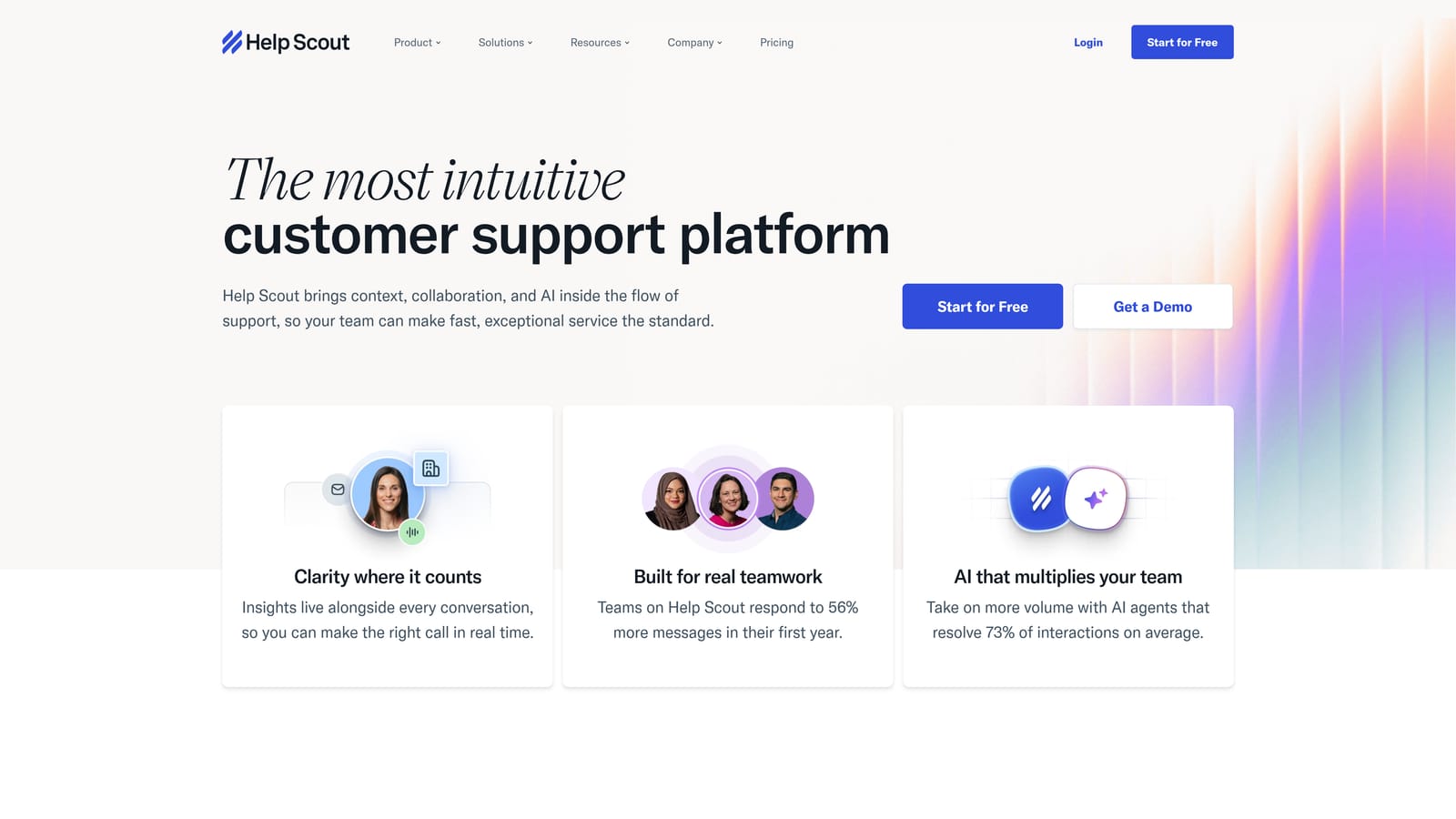 Screenshot of Help Scout website