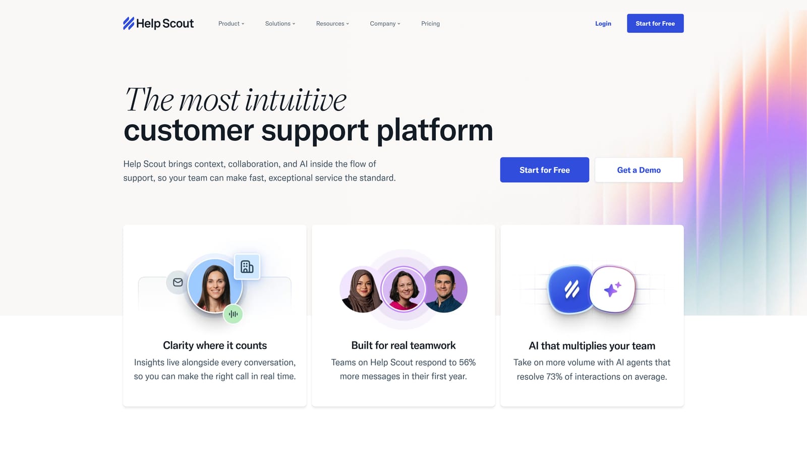 Screenshot of Help Scout website