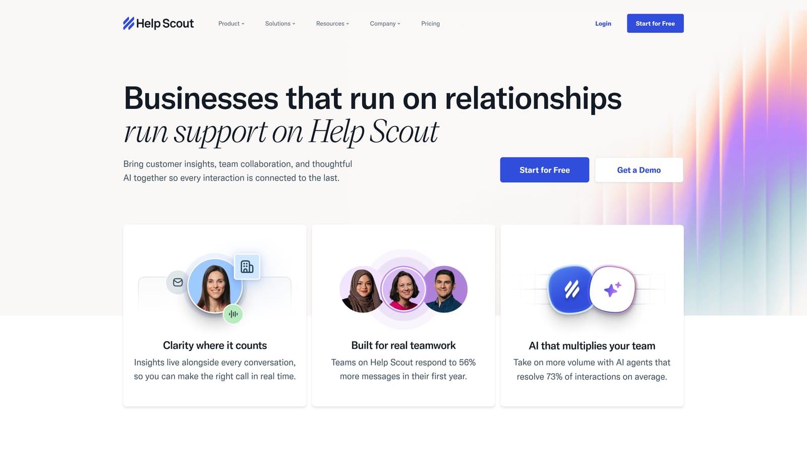 Screenshot of Help Scout website