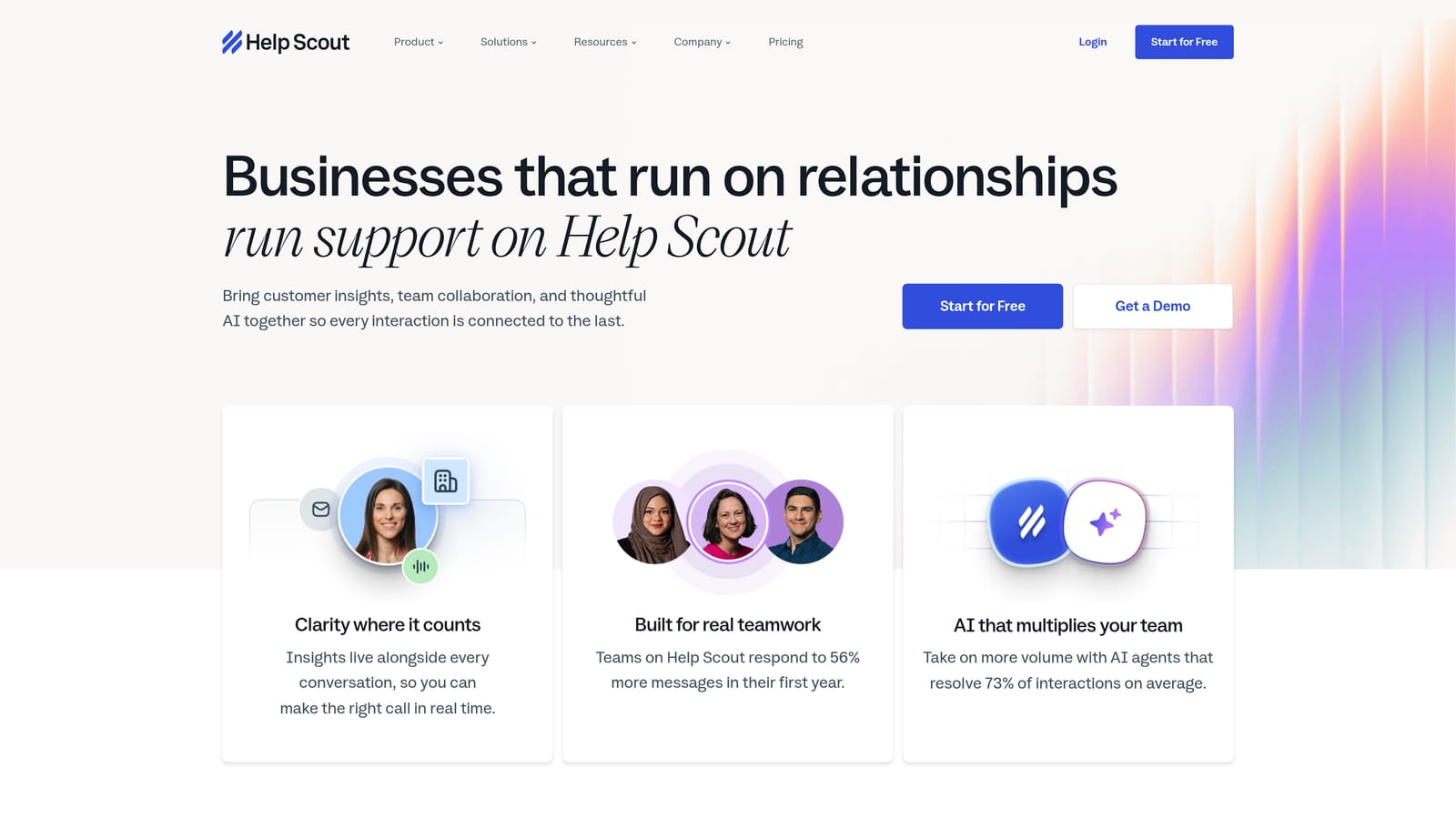 Screenshot of Help Scout website