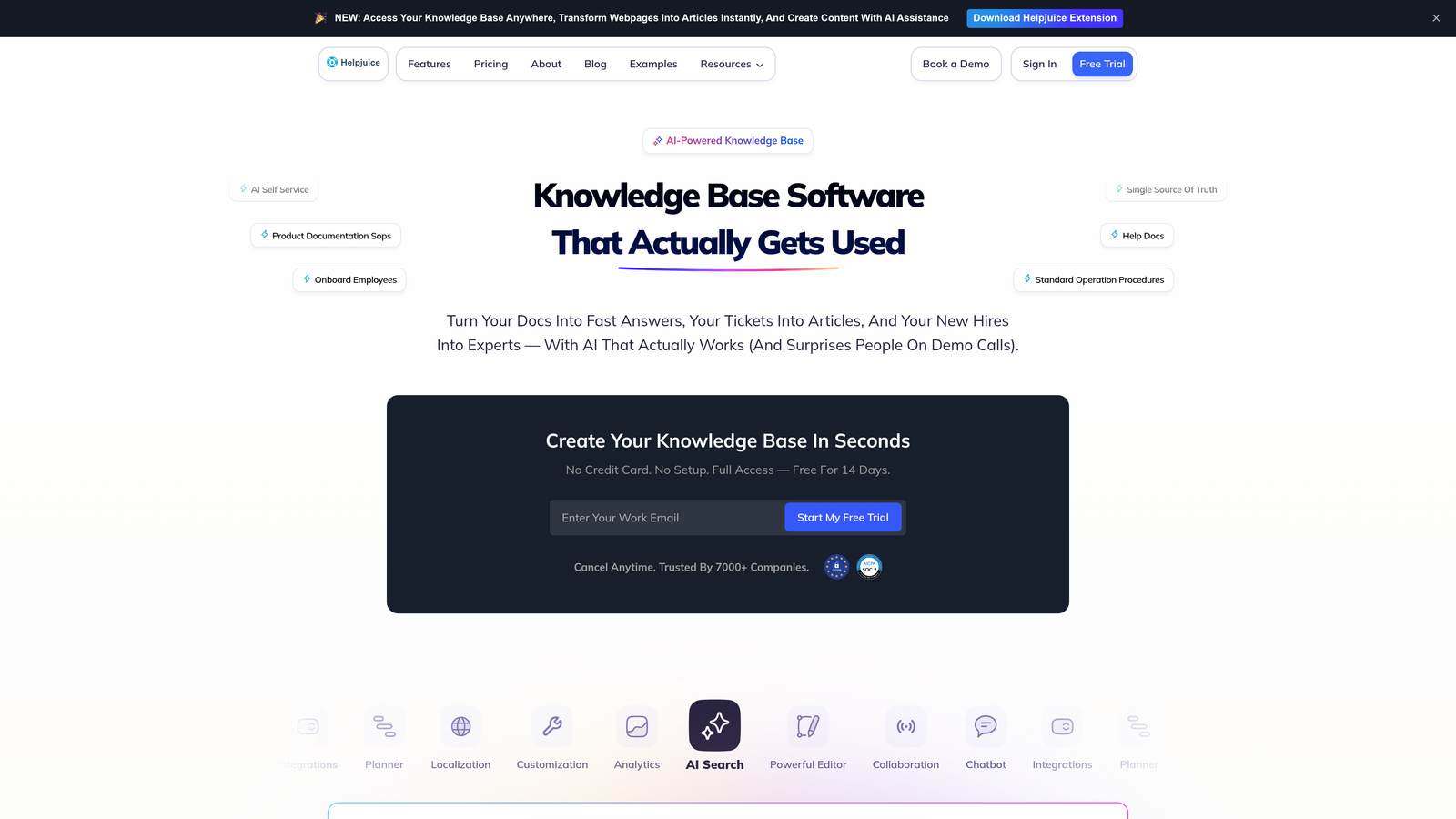 Screenshot of Helpjuice website