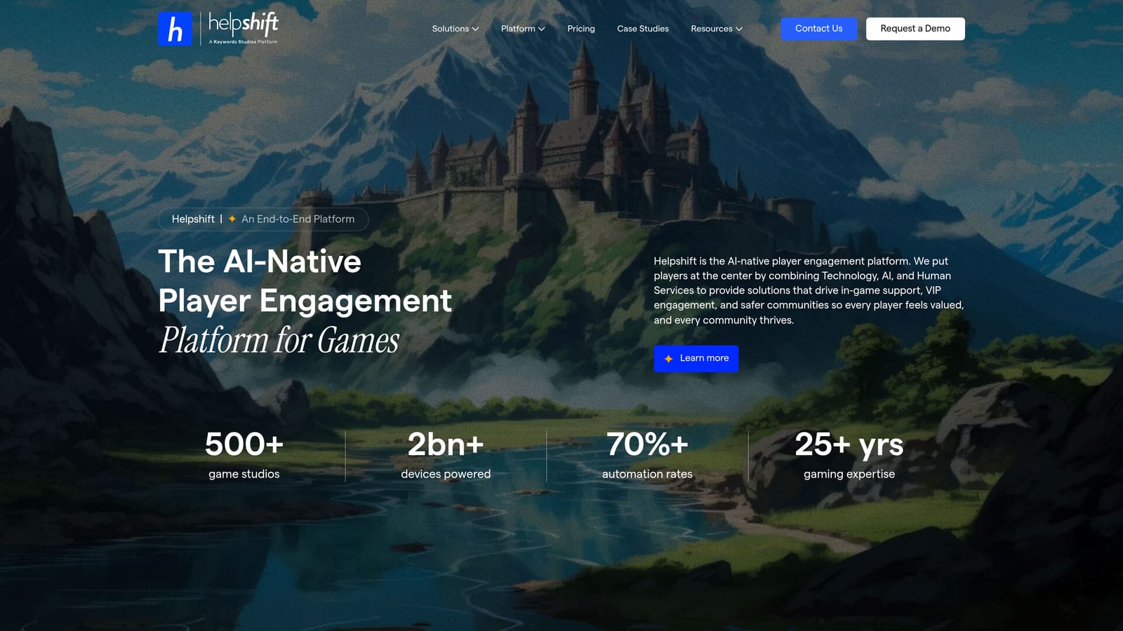 Screenshot of Helpshift website