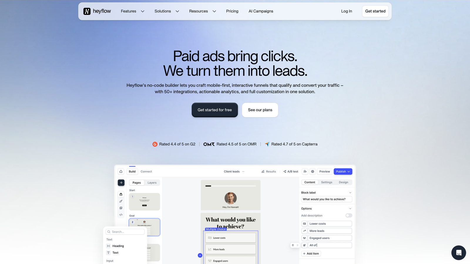 Screenshot of Heyflow website
