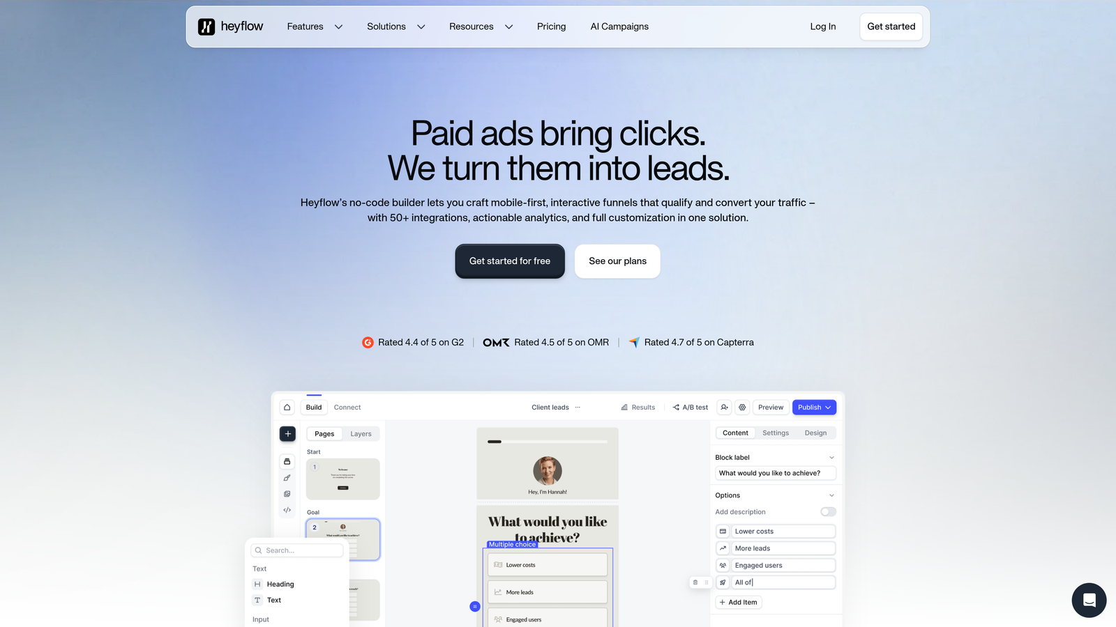 Screenshot of Heyflow website