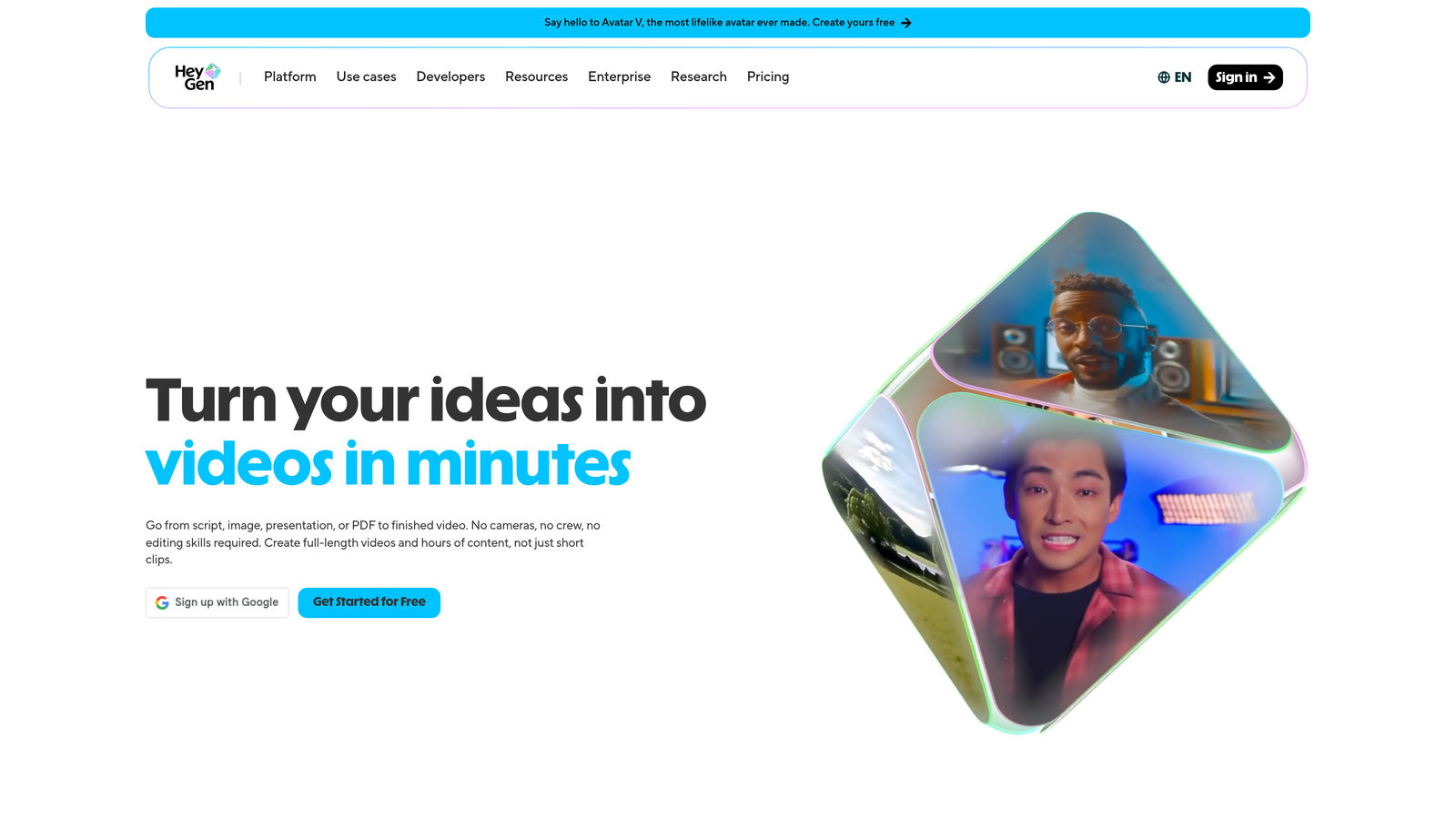 Screenshot of HeyGen website