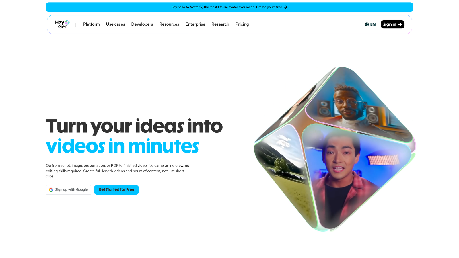 Screenshot of HeyGen website