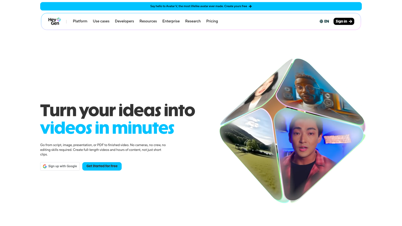 Screenshot of HeyGen website