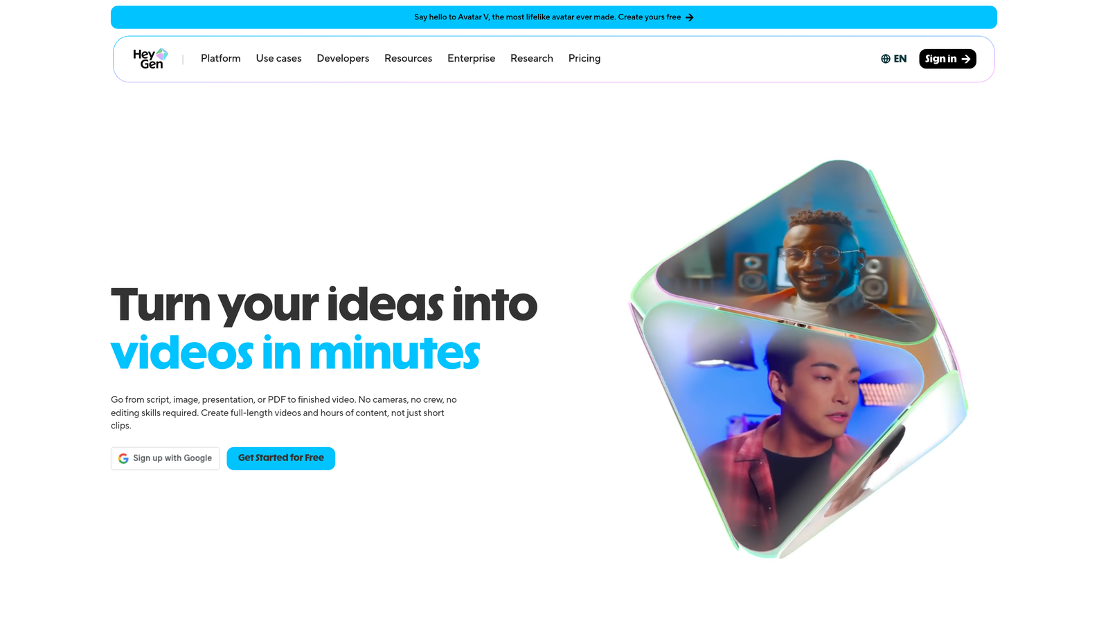 Screenshot of HeyGen website
