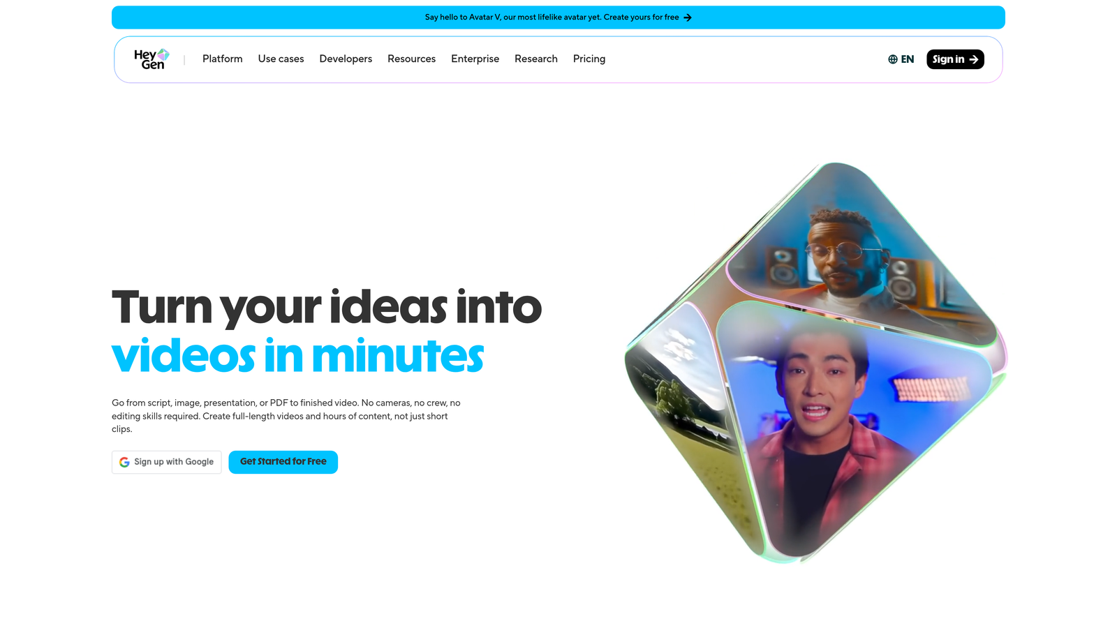 Screenshot of HeyGen website