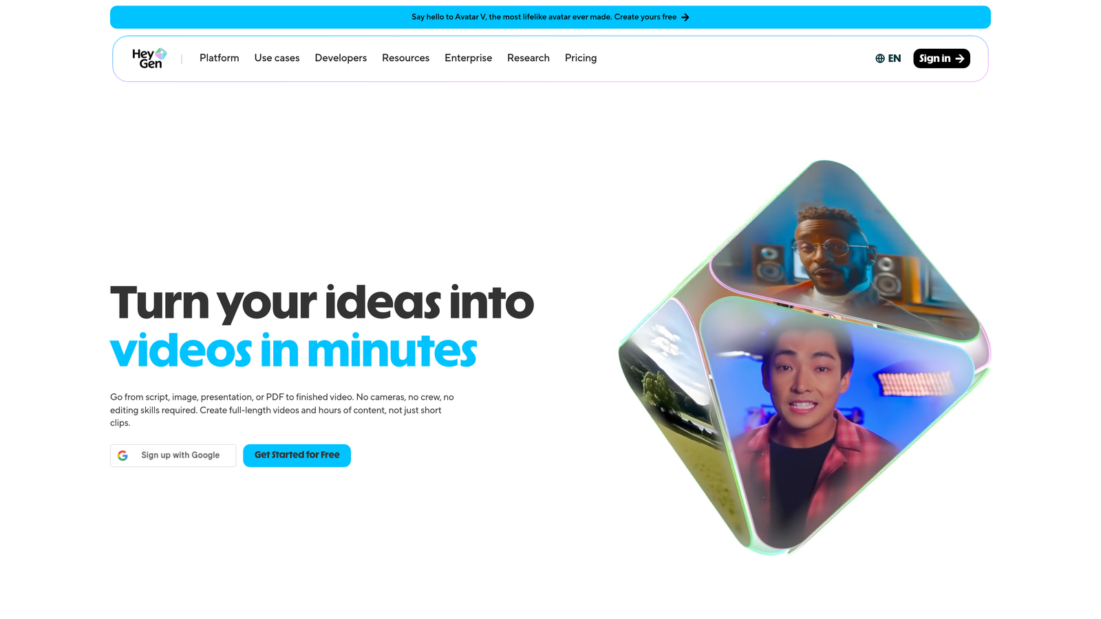 Screenshot of HeyGen website