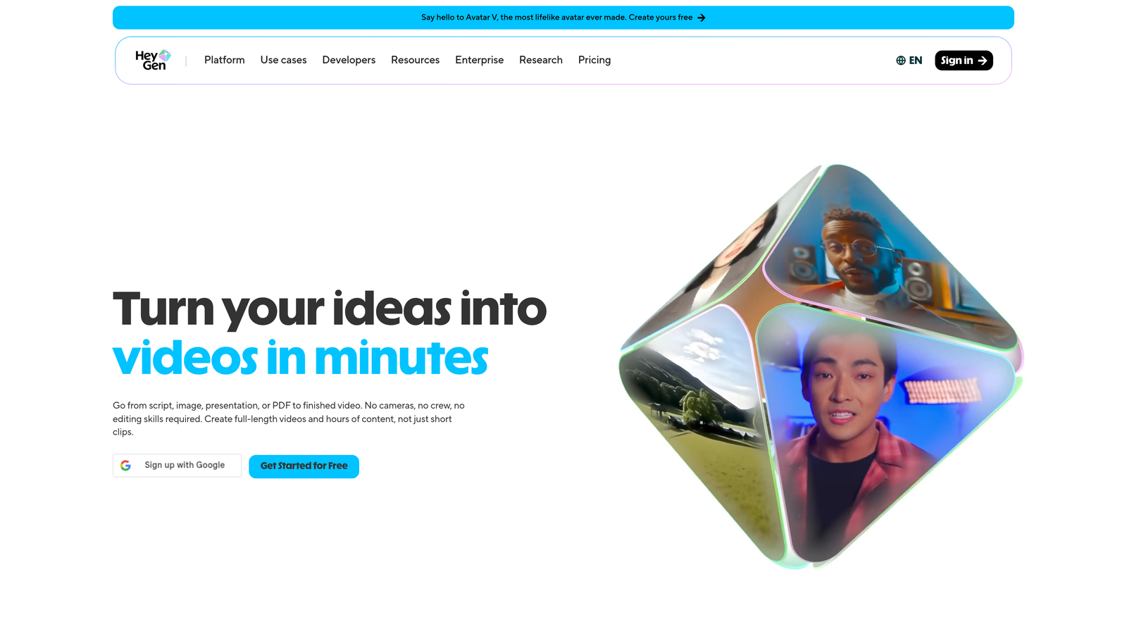 Screenshot of HeyGen website