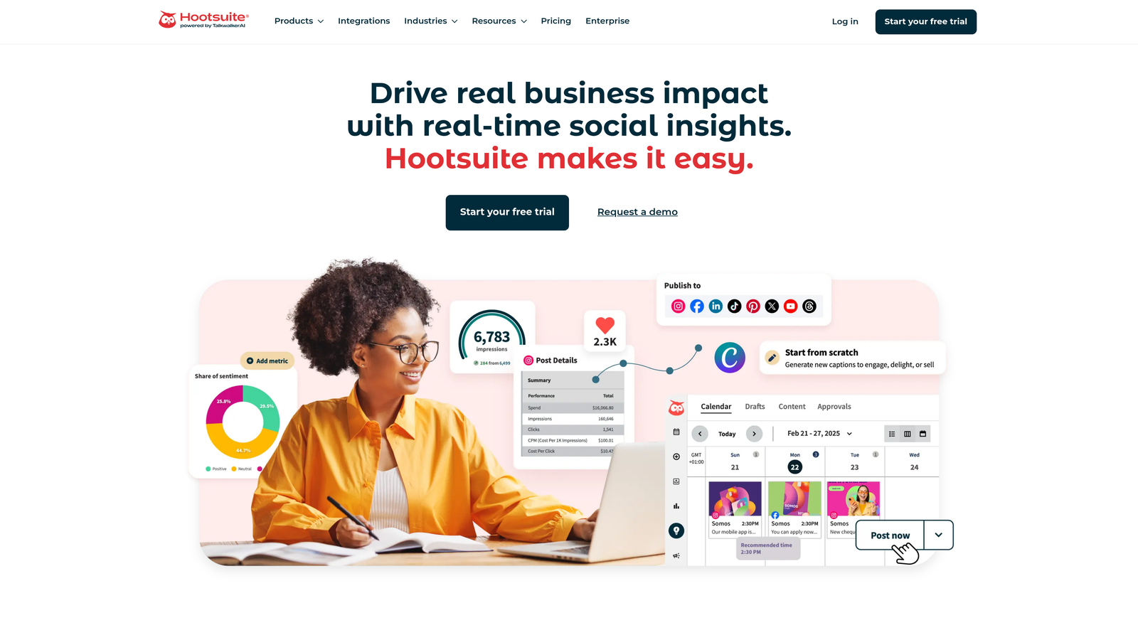 Screenshot of Hootsuite website
