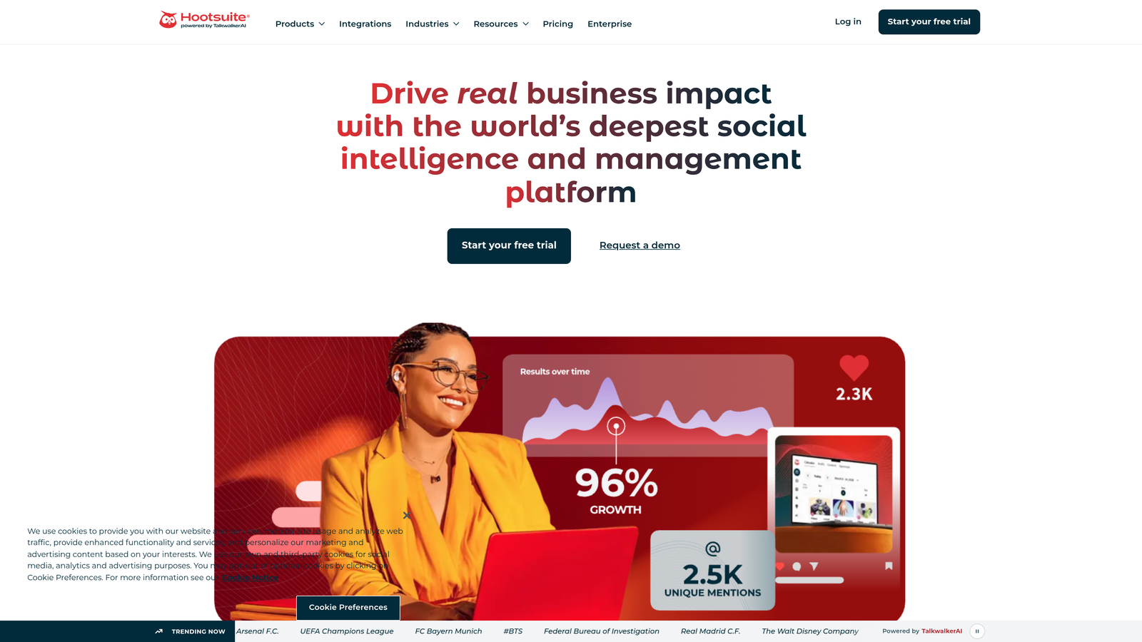 Screenshot of Hootsuite website