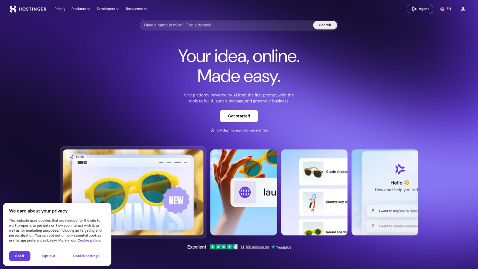 Screenshot of Hostinger Website Builder website