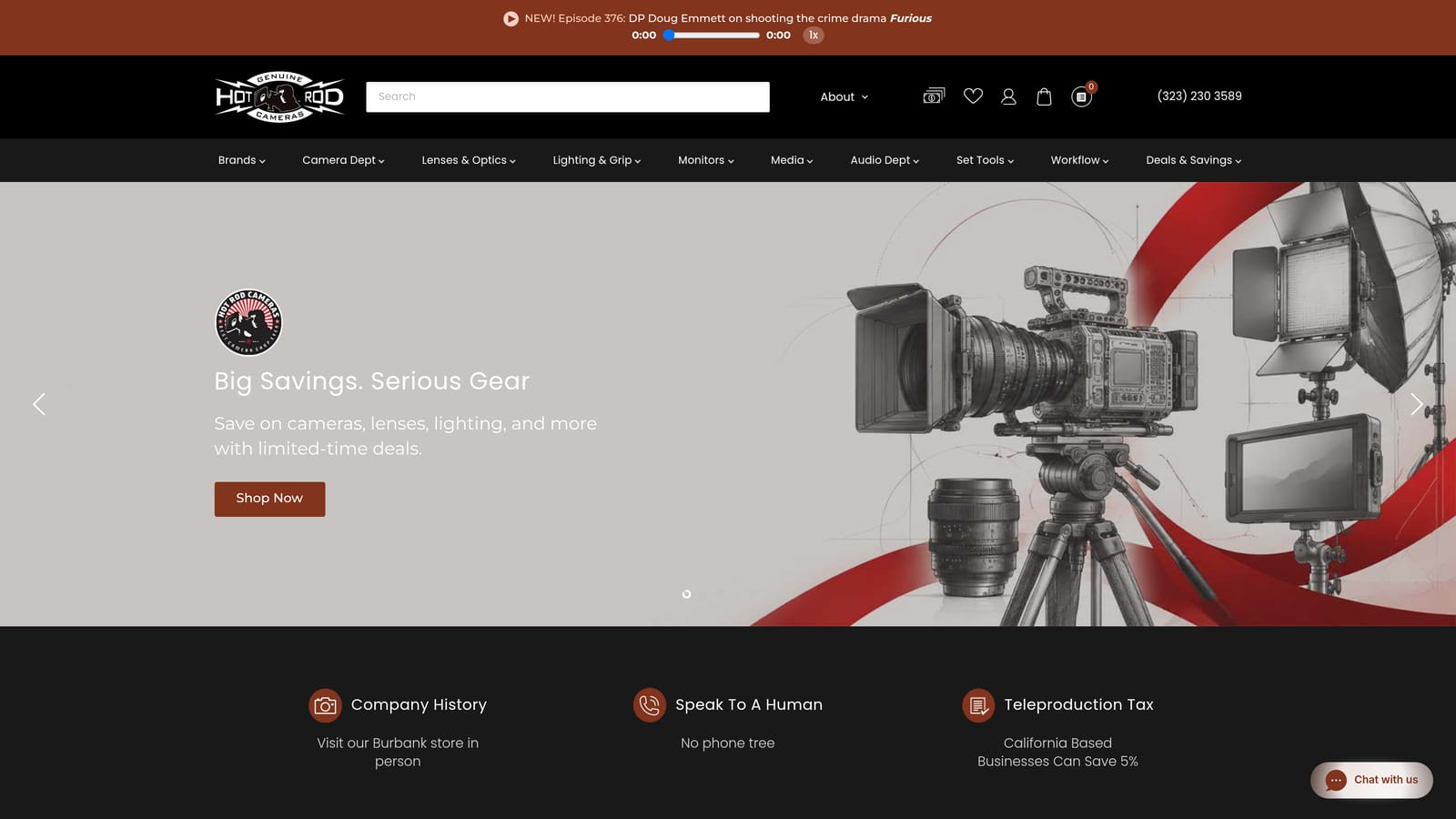 Screenshot of Hot Rod Cameras website