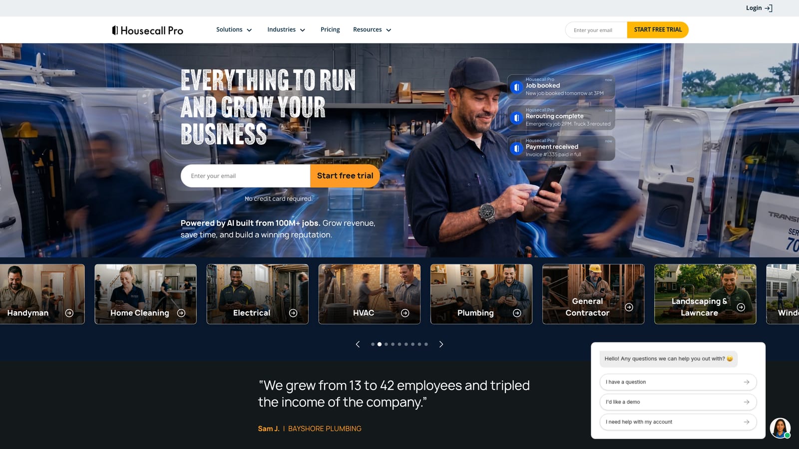 Screenshot of Housecall Pro website