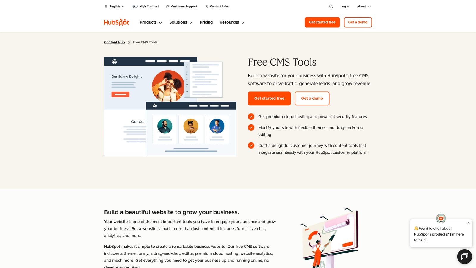 Screenshot of HubSpot CMS website