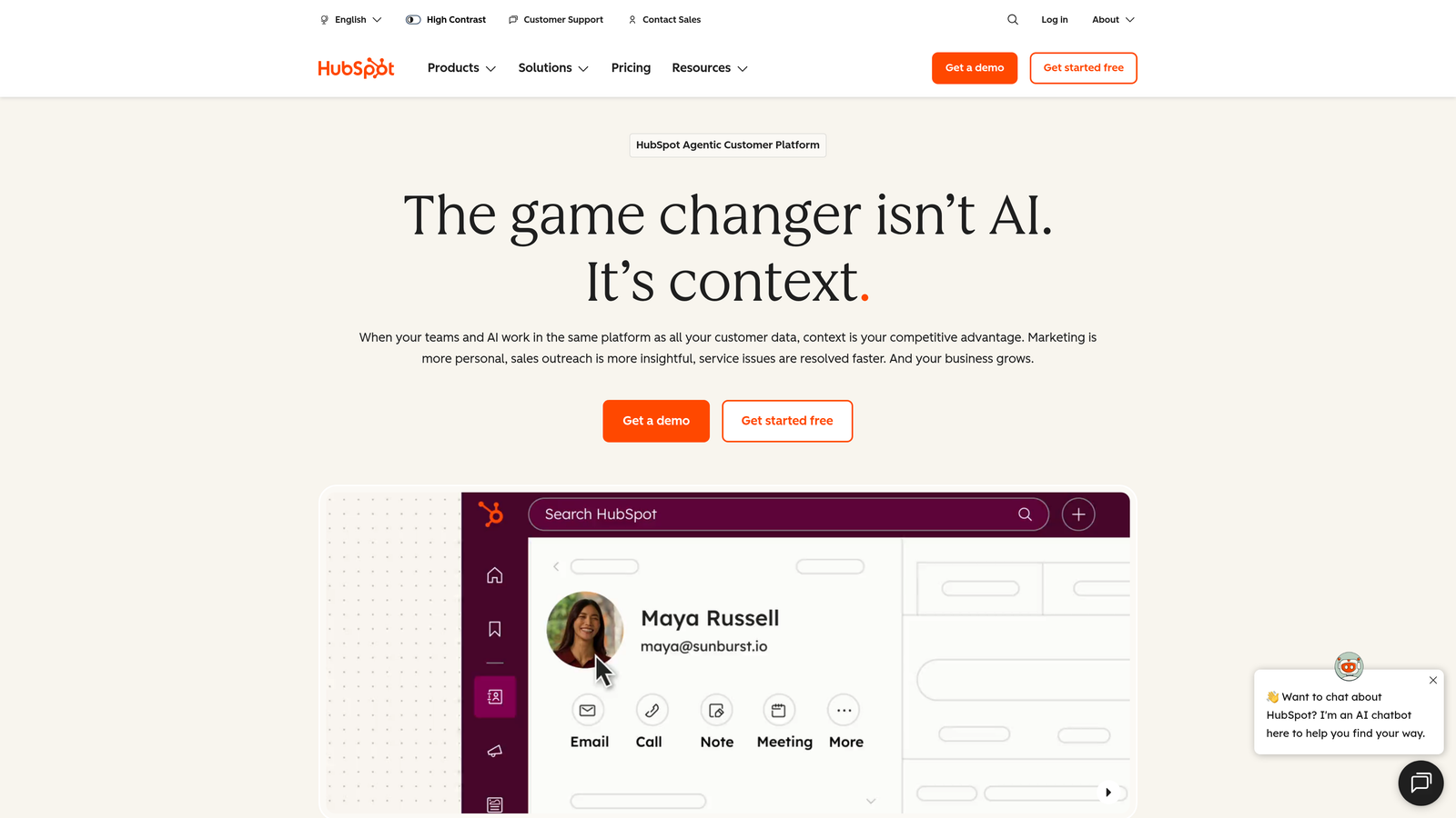 Screenshot of HubSpot Content Hub website